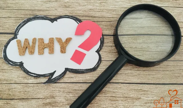 Why?の文字と虫眼鏡
