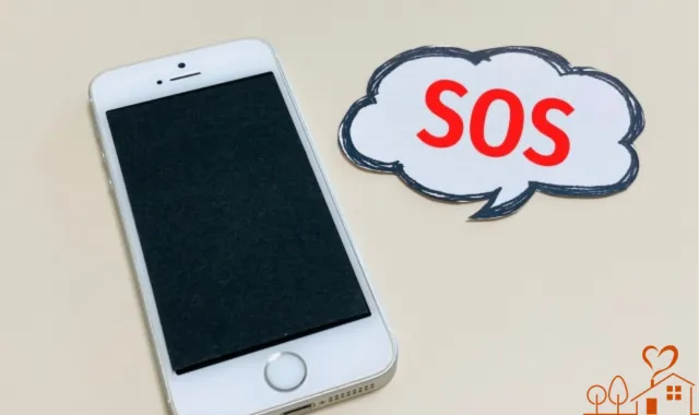 SOSのロゴマークとスマートフォン