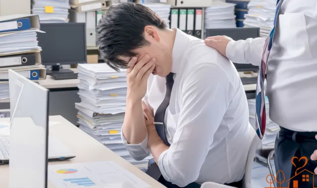 額に手をあてる社員