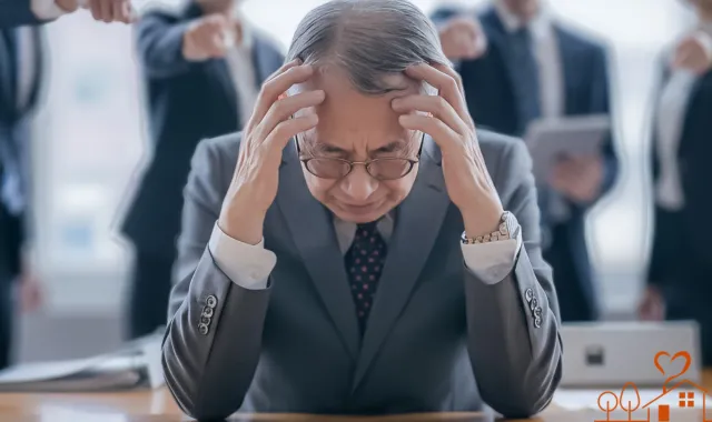 追い詰められる男性